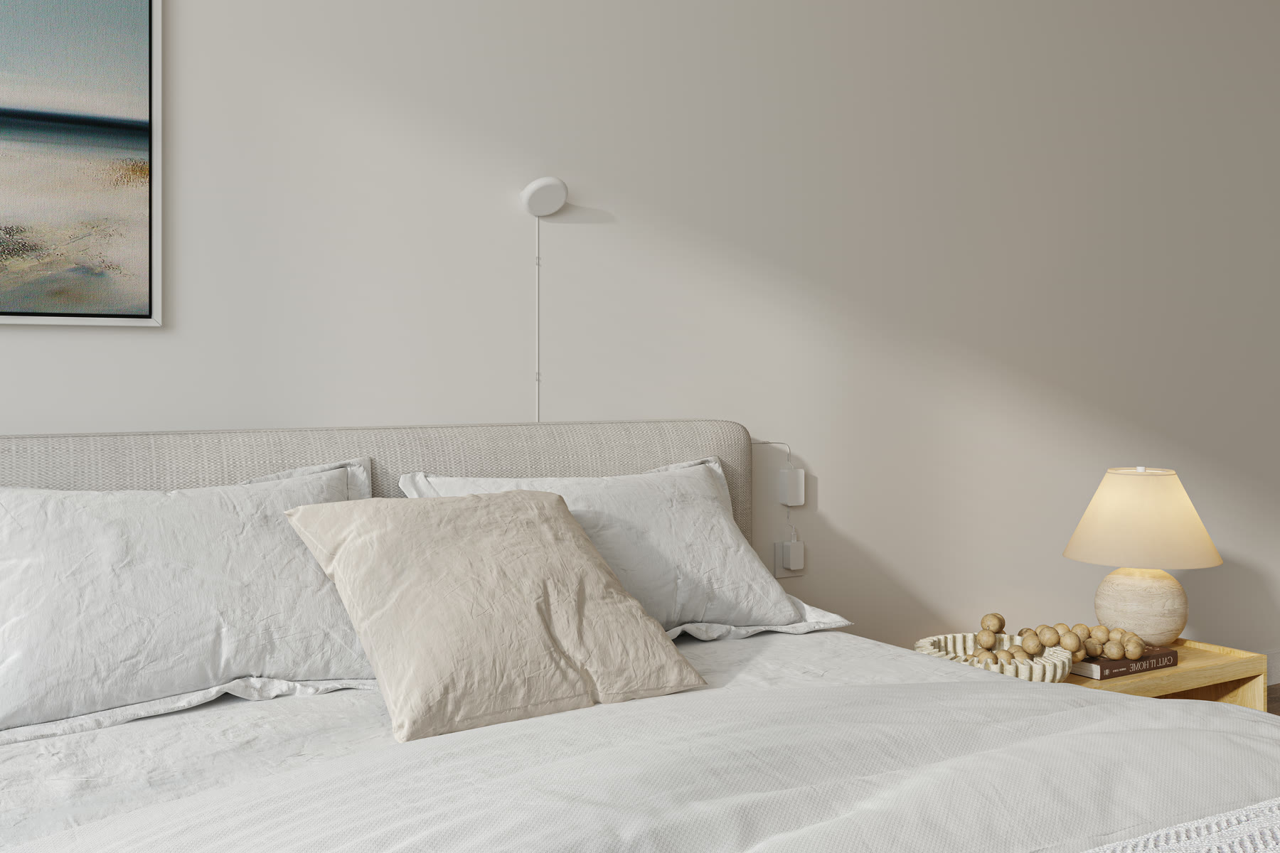 The XK300 Essence on a bedroom wall above the bed at home