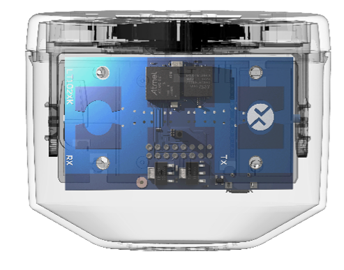 The XK300, its radar board shown through the case